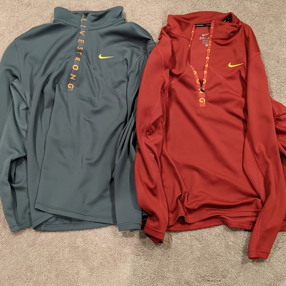 TWO Nike Dri-Fit LiveStrong pullover zip up